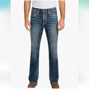 Silver Craig EMC Jeans Mens W 30 L 30 Dark Blue Distressed Stitch Detail EUC